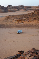 Off-road Car in Desert Landscape. Saudi Arabia