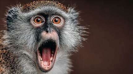 Expressive monkey showing approval with a wide open-mouthed smile, funny animal behavior 