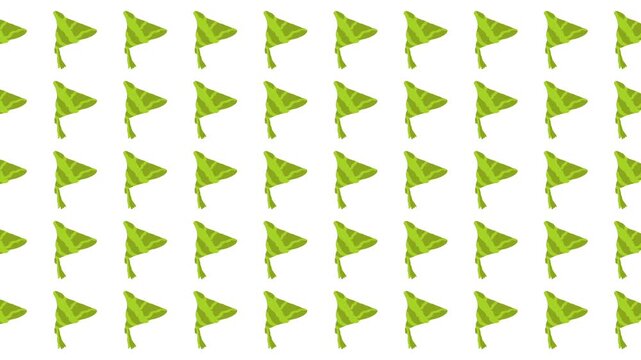 Repeating pattern of small green triangular flags on white, great for party invitations, banners, and summerthemed designs. Festive and vibrant design element.