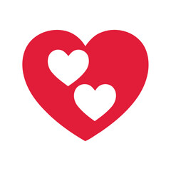 Fototapeta premium Stylized red heart graphic with two pristine white hearts nestled within, representing profound affection, romantic connection, and cherished family unity