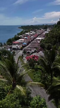 Aerial view of Tamilouw Village in Seram Island, Maluku, Indonesia