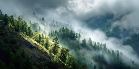 Misty Mountain Forest, ai generated.