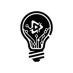 Illustration of a light bulb with integrated circuitry, symbolizing innovation and technology, against a clean background. isolated on transparent background