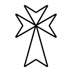 Latin Cross Icon Symbol Thin Outline Double