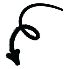Hand-drawn swirling arrow with brush stroke