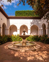 Sun-drenched courtyard with fountain