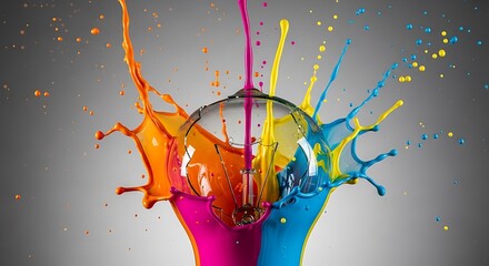 Colorful Paint Explosion - A Vibrant Display of Artistic Expression.
