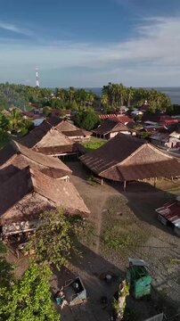 Aerial view of Tamilouw Village in Seram Island, Maluku, Indonesia