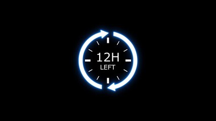 Digital Countdown Clock Showing 12 Hours Left With Neon Blue Illumination timer time