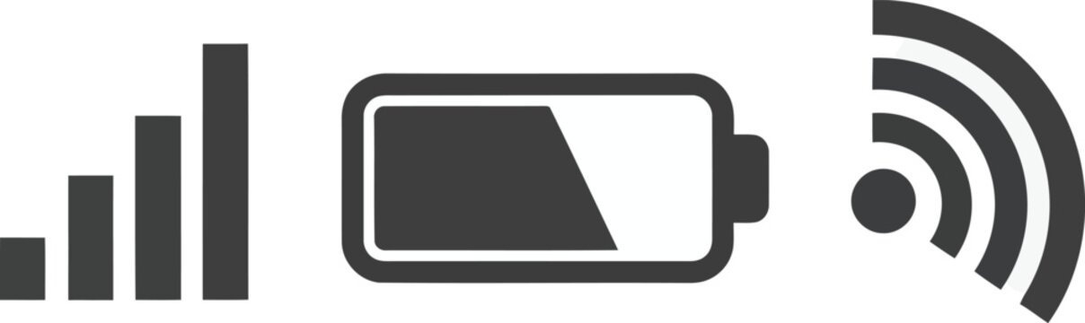 Signal strength battery and wifi icons signal strength bars 1