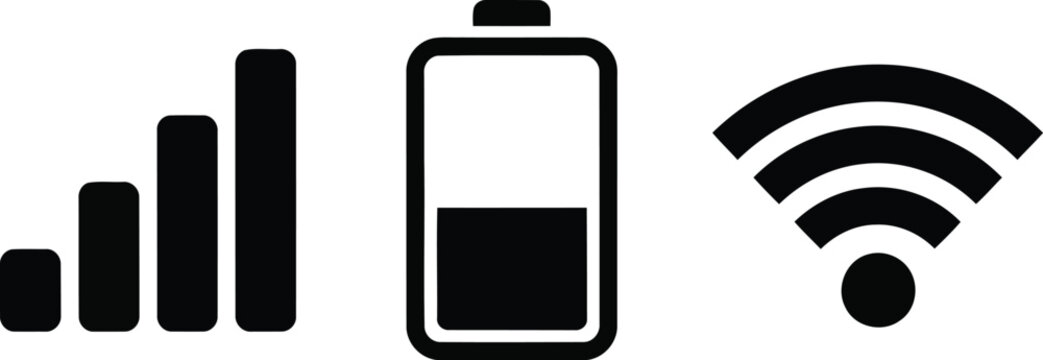 Signal strength battery and wifi icons signal strength bars