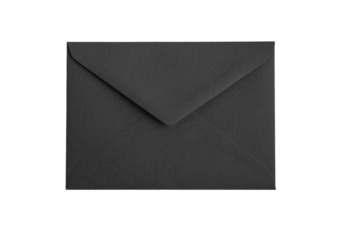 Closed black premium vip envelope for official paper letter, isolated on white.