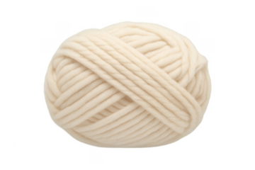 Ball of chunky cream wool yarn crafting
