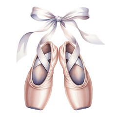 Elegant pink ballet slippers tied with a white ribbon © Jarin