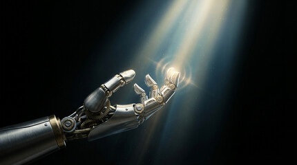 Sacred Touch: AI-Enhanced Hands Bathed in Luminescent Focus