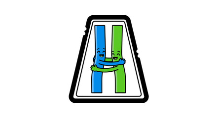 Joyful Illustration Depicting Two Friendly Characters Embracing Each Other With Happiness