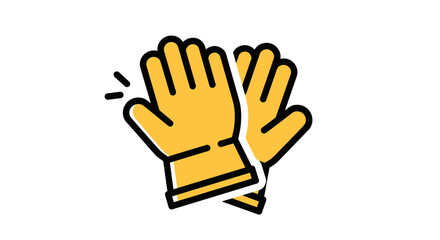 Obraz premium Illustration Of A Pair Of Yellow Safety Gloves With Black Outlines On White Background