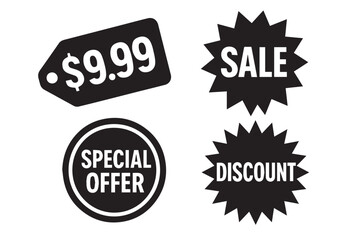 Sale and Discount Vector Icons with Price Tags and Promotion Symbols