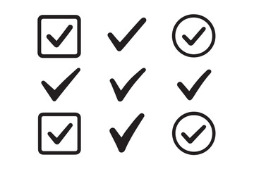 Correct Sign Vector Icons with Tick, Check, and Approval Marks