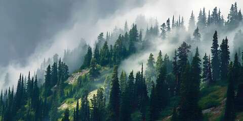Misty Mountain Forest, ai generated.