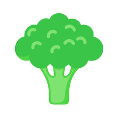 Bright green broccoli graphic in flat design style
