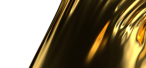 Naklejka premium Fluid Metallic Fabric: Abstract 3D Gold Cloth Illustration for Dynamic Designs