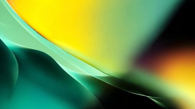 The gradient background is yellow and green, with light and shadow on the left side of the screen The lines in front have an abstract shape giving it a serse of technology