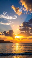 Sunset over a tranquil beach