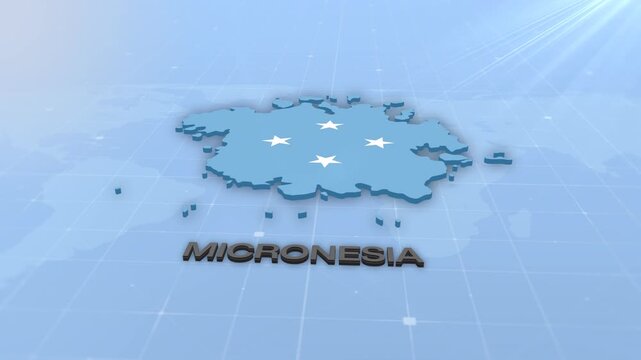 Micronesia Geographic Map and Flag Animated Motion Graphic Background | Micronesia Map Animation