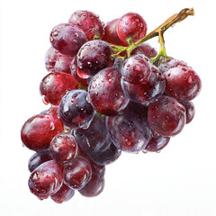 Dark Red Wine Grapes Bunch with Stem Isolated - Premium Fresh Fruit Stock Photography