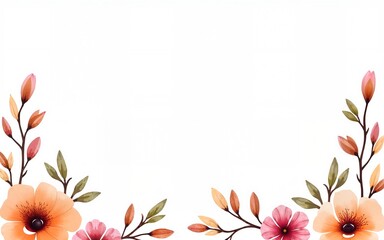 Elegant floral frame with pastel flowers and leaves watercolor illustration for Happy New Year 2026 greeting card isolated on white background. High quality