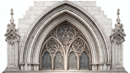 Intricate architectural detail of a gothic archway with a stone facade
