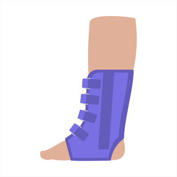 Ankle Brace maximum support. Compression foot support for sprained ankle. Designed to support, stabilize, and limit the range of motion of the ankle joint. Ankle support illustrations for orthopedic