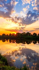 Sunset over a tranquil river