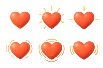 Heart icon collection with glowing effects for romantic or valentine designs