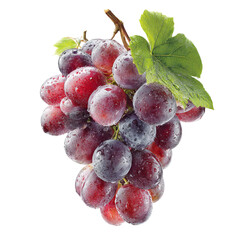 Fresh Purple Table Grapes with Green Leaves - Ripe Sweet Fruit Perfect for Food Photography and Healthy Eating Content