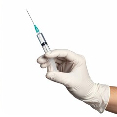 A gloved hand holds a syringe (1)