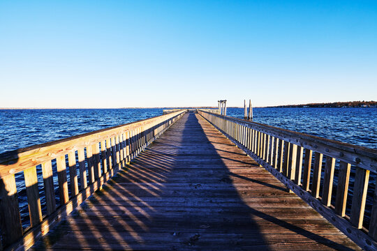 Pier in Colt State Park, Bristol, Rhode Island, New England