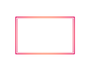 Glowing red neon rectangle frame isolated on transparent background