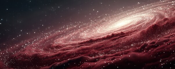 Obraz premium Red galaxy background with swirling galaxies and stars, a cosmic space scene for dramatic sci-fi visuals and atmospheric design