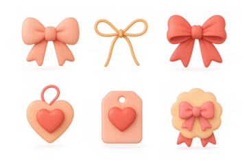 Romantic bow and heart icons for valentine's day design