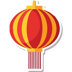 Vibrant Red And Yellow Traditional Chinese Lantern Illuminated With Warm Light Hanging Festive Decoration For Celebrations And Cultural Events