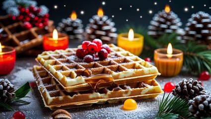 christmas cake with candles and decorations