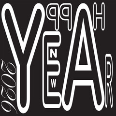 Happy New Year Font Vector Art  background design