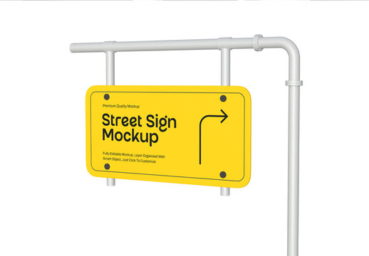 Realistic Street Sign Mockup Template