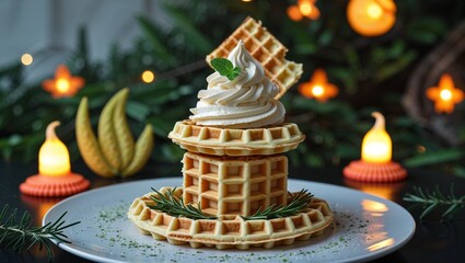 christmas tree with candles and decorations