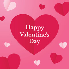 Happy Valentines Day Greeting Card or background with Heart Flat Design Style