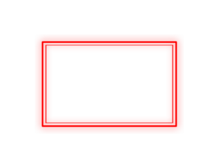Red neon rectangle frame isolated on transparent background