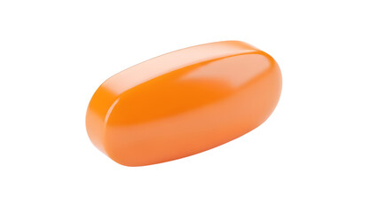 Single orange oval pill or capsule, pharmaceutical medicine isolated PNG with Transparent Background
