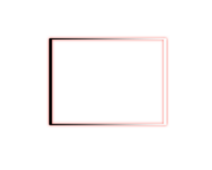 Geometric square frame with pink neon glow isolated on transparent background
